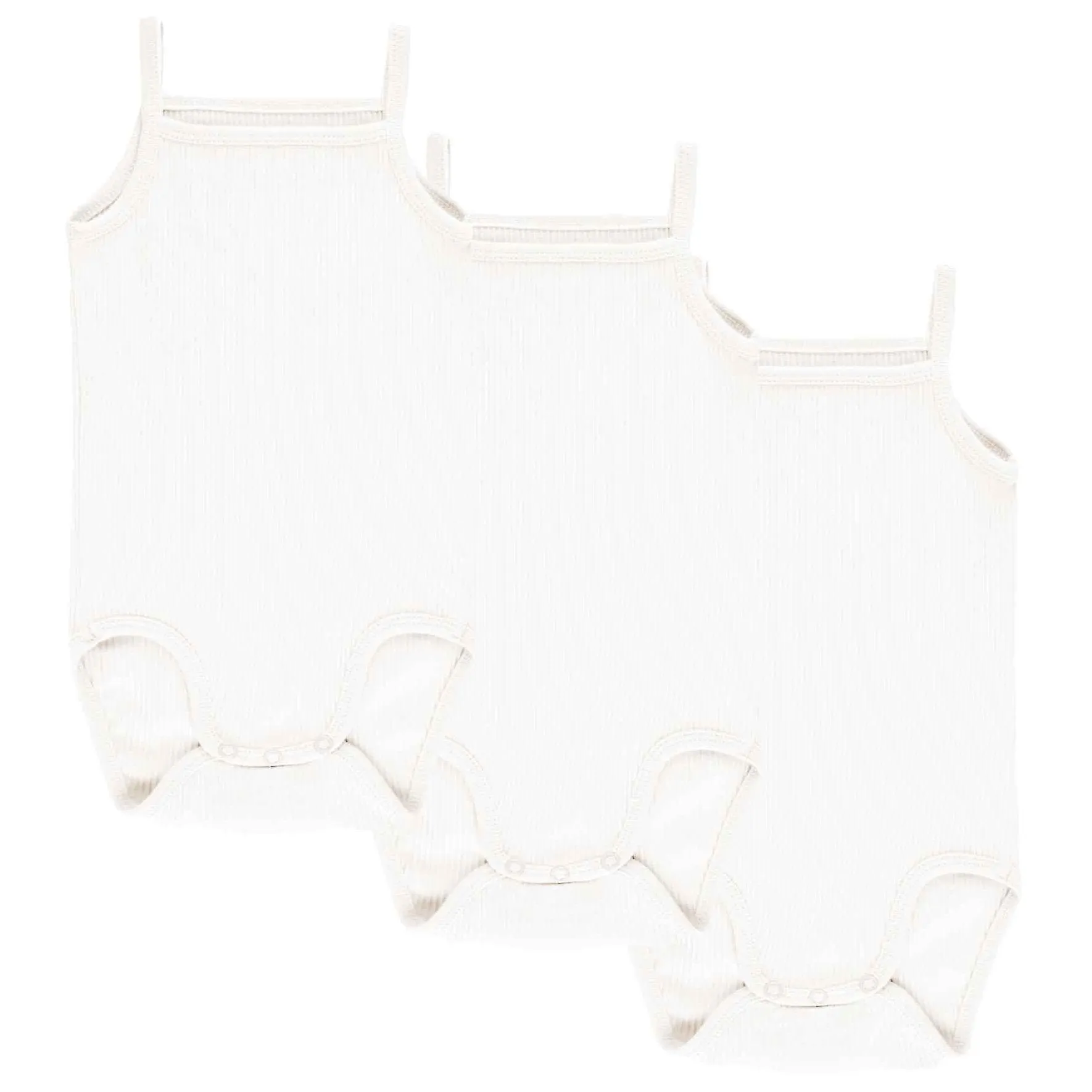 3 Pack Ribbed Spaghetti Straps Bodysuits - Ivory