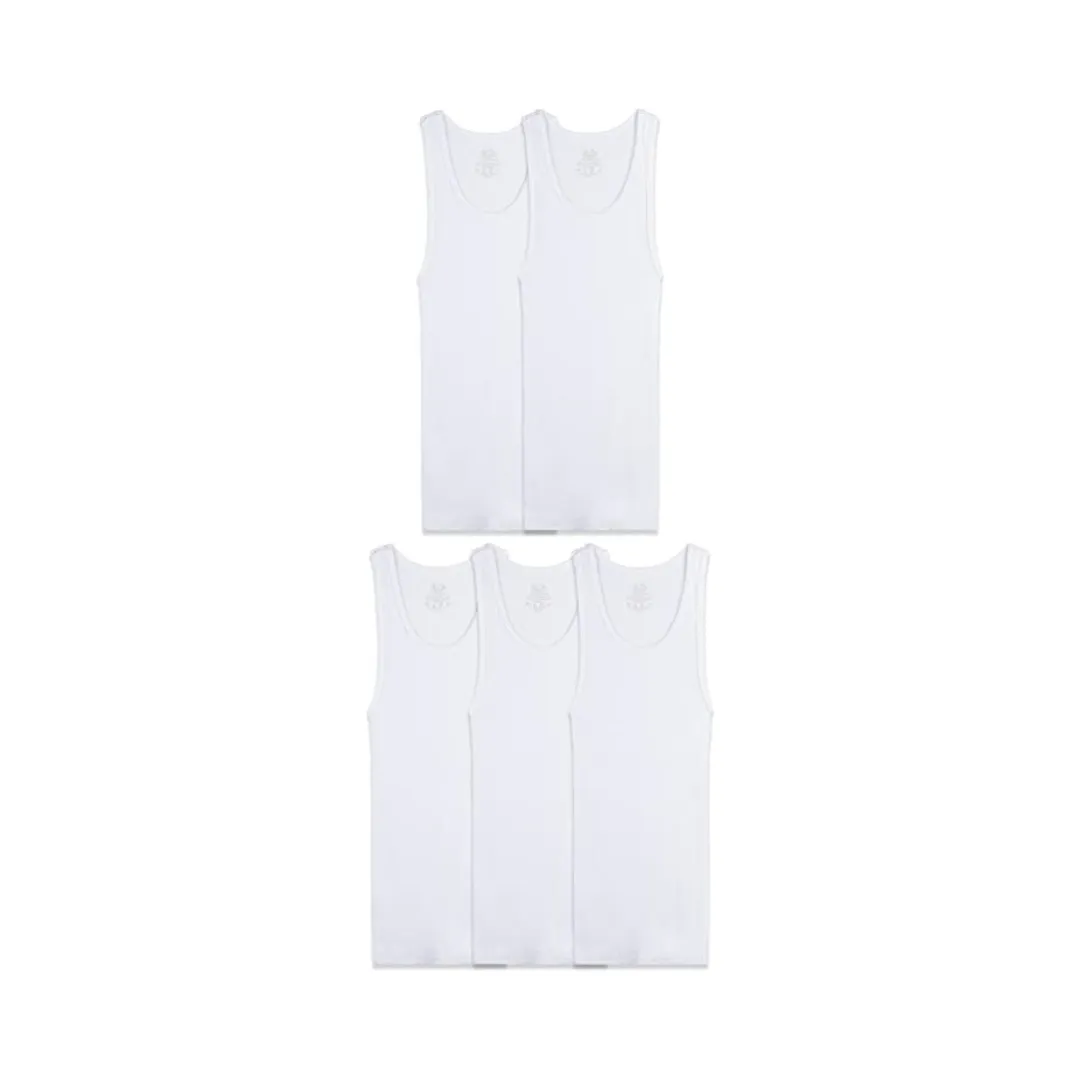 5 Pack Of Fruit Of The Loom Boys’ Cotton Tank Top Undershirts