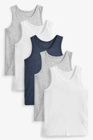 5PK BLUE WHITE VEST (1.5YRS-12YRS)