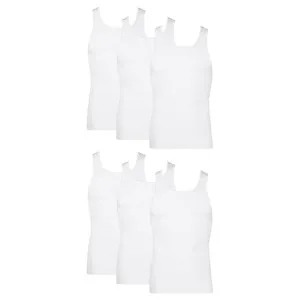 6 Hanes Men's Cotton Tank Undershirts
