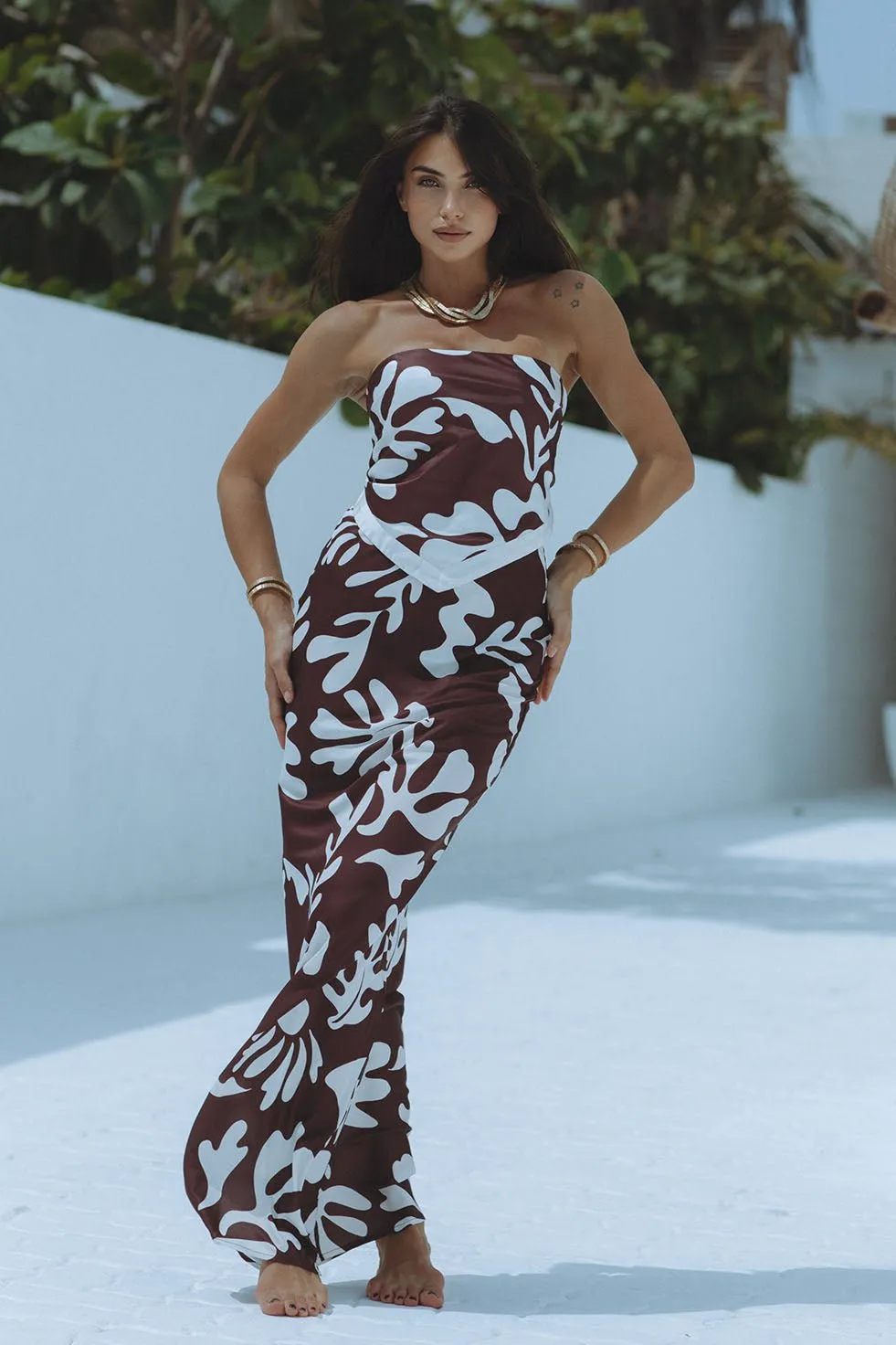 AKELI SCARF TOP - CHOCOLATE BOTANICA
