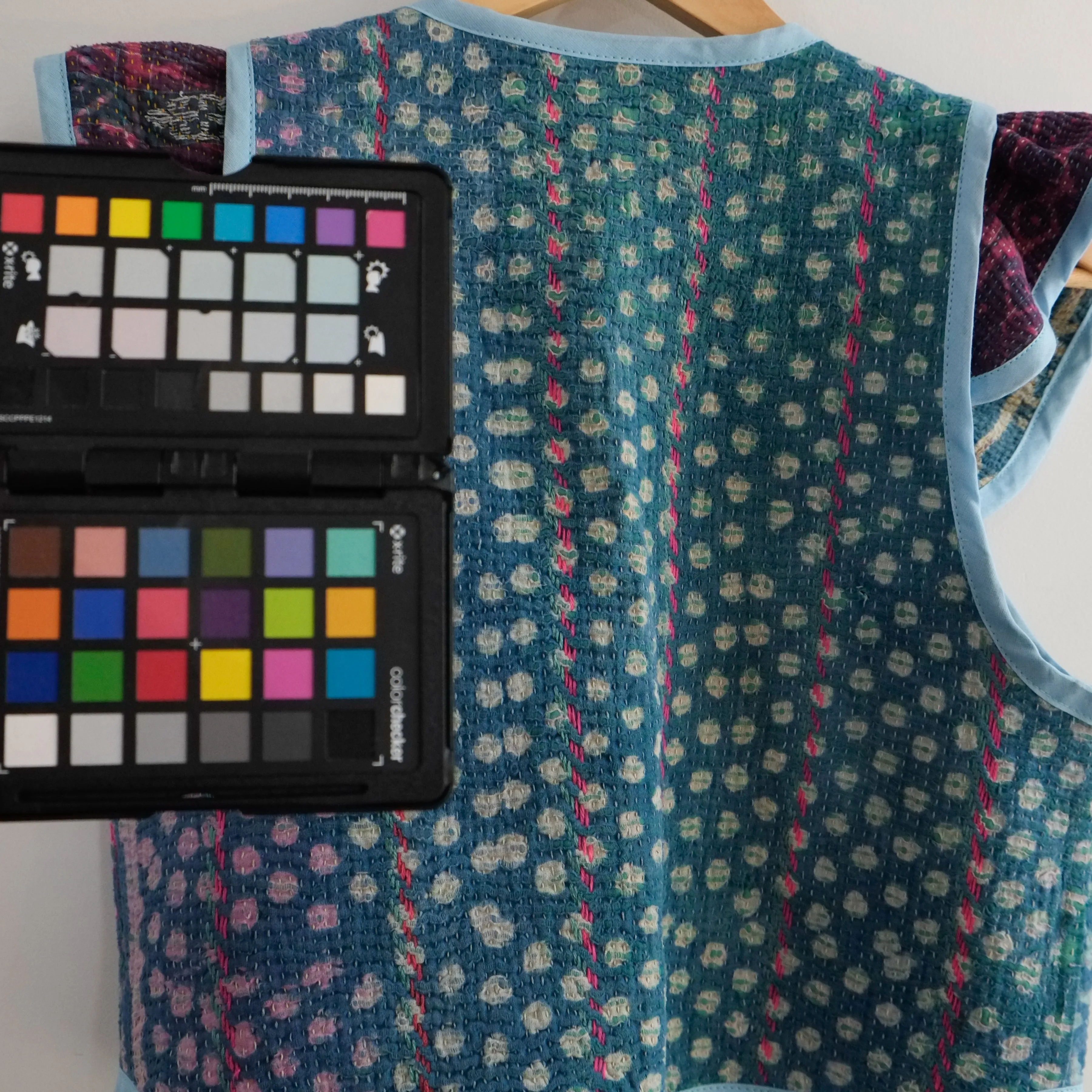 Amelia Flutter Sleeve Vest Indigo with Purple Sleeves XS008