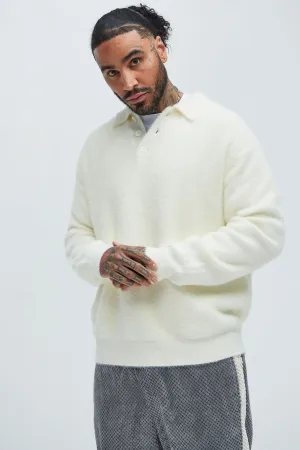 Amusing Sweater Knit Polo - Off White
