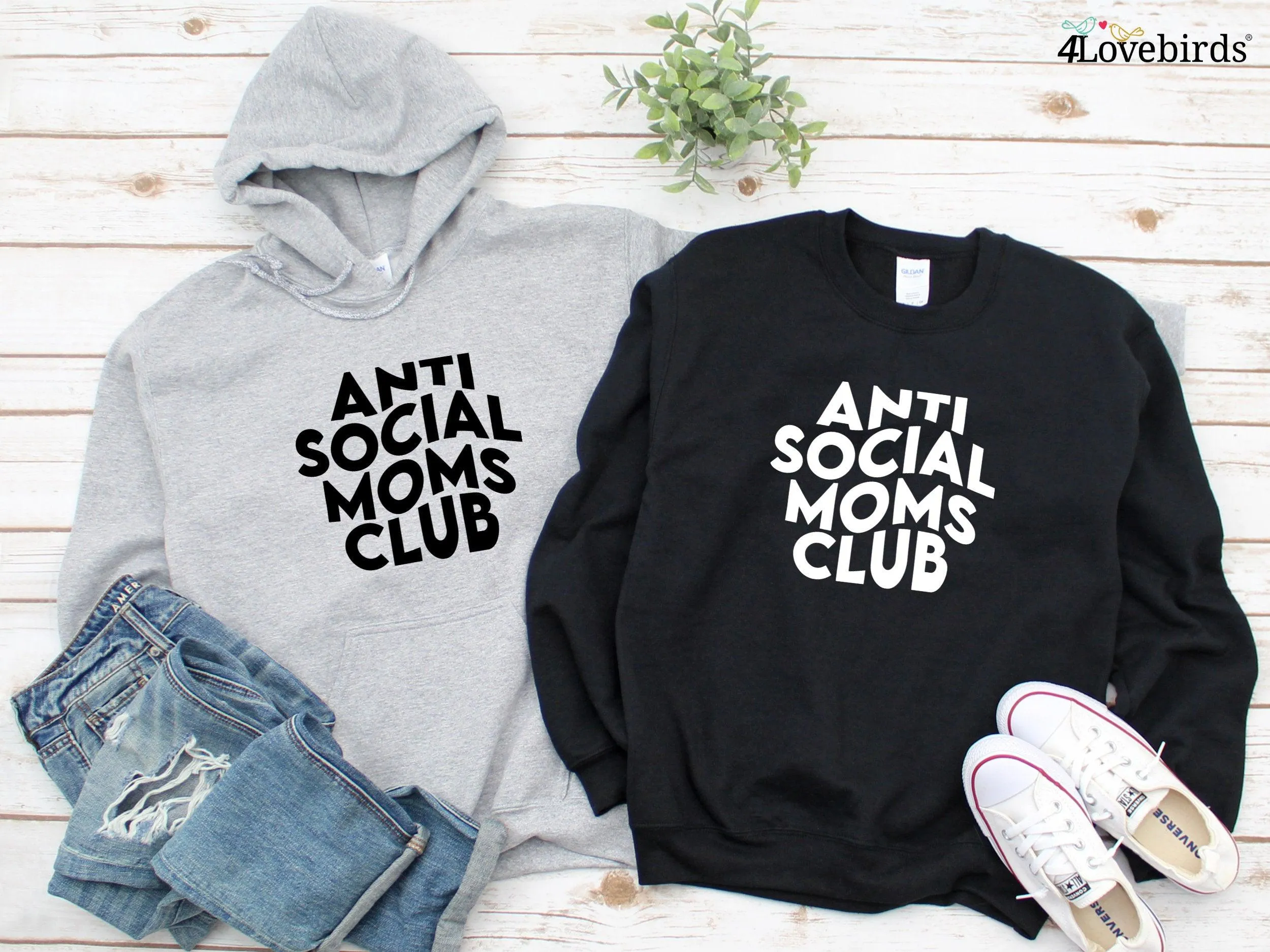 Anti Social Moms Club Hoodie // Mothers Day Gift / Gift for Mom / Mama Sweatshirt / Mom Long Sleeve Shirt / Gift for Her / Birthday Gift