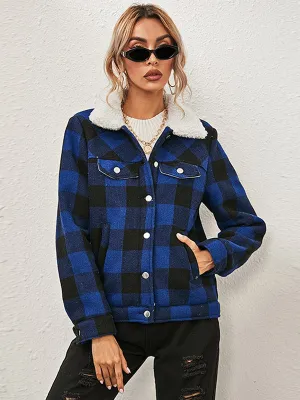 Ashore Shop Womens Plaid Lumber Jacket Style Warm Long Sleeve Jacket