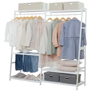 Bamboo Clothes Rack with 6 Shelves, Heavy Duty