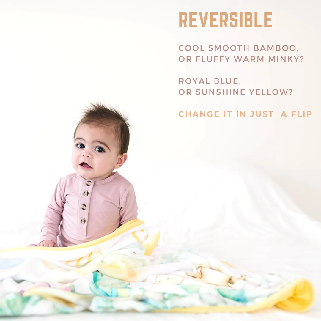 Bamboo Viscose Minky Dinosaur Blanket - Double Layers - You Are My Sunshine