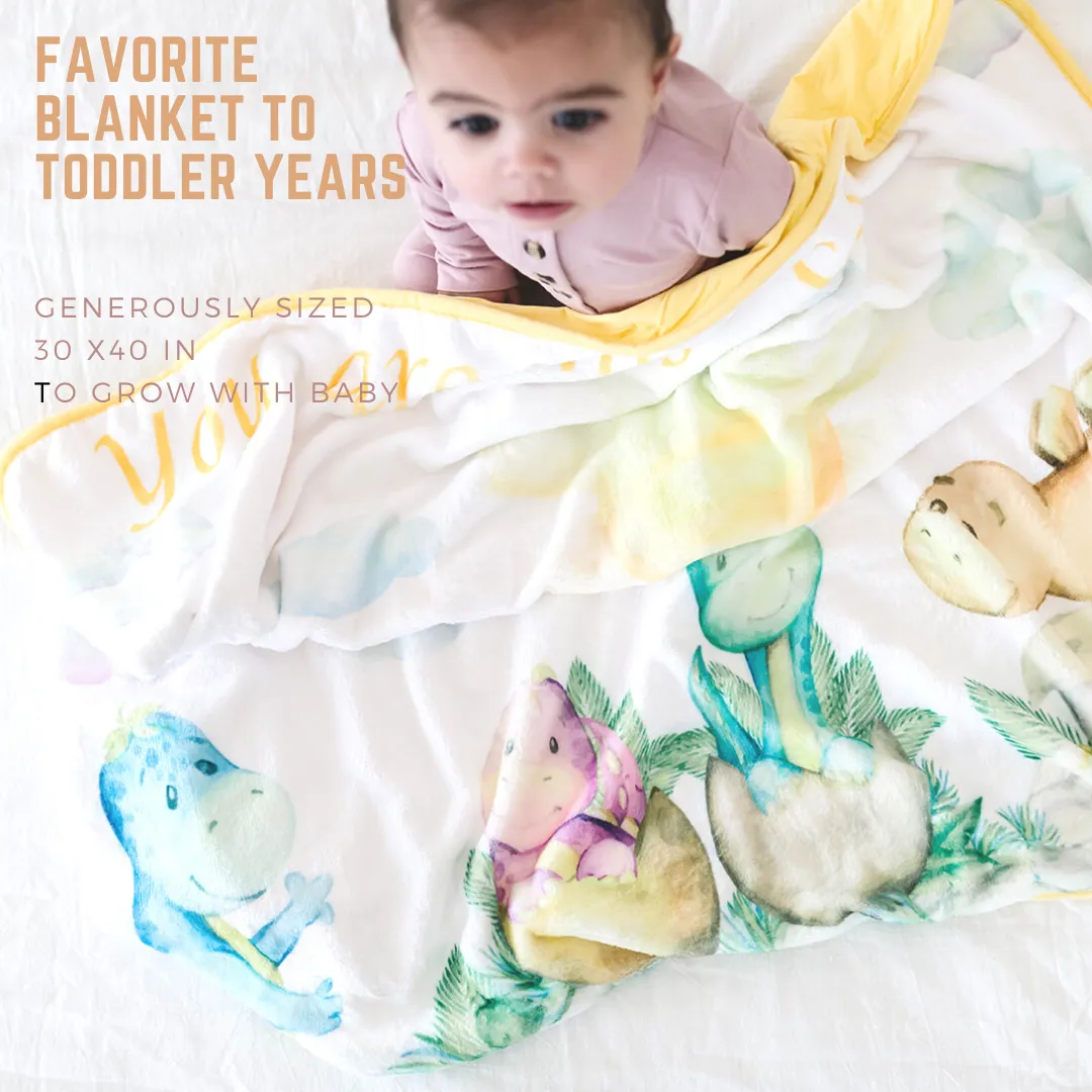 Bamboo Viscose Minky Dinosaur Blanket - Double Layers - You Are My Sunshine