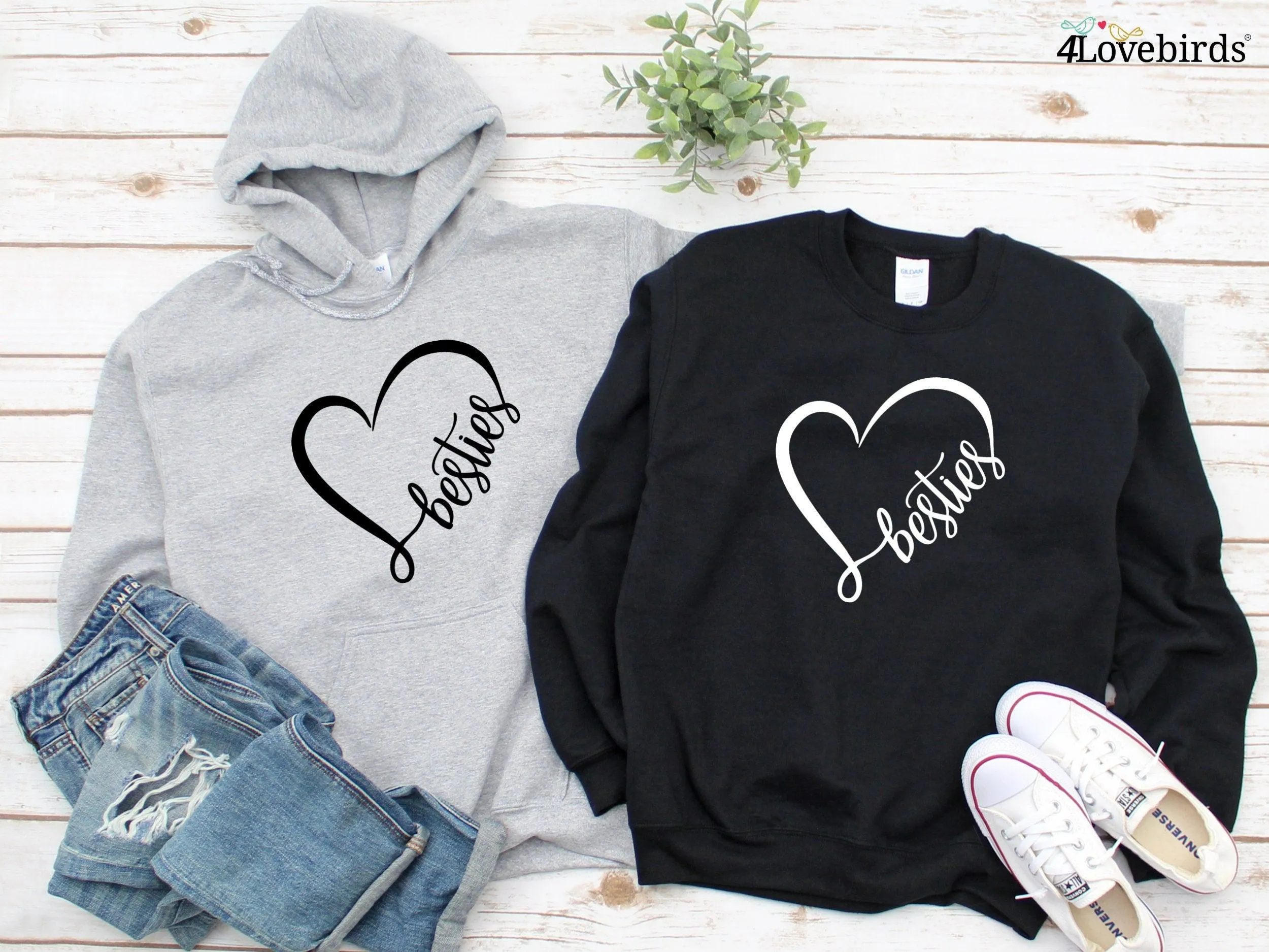 Best Friends Hoodies, Besties Matching Sweatshirt, Best Friends Long Sleeve Shirt, Best Friend Matching Shirts, Sisters Matching Tees, Gifts