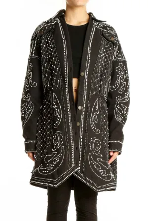 Black Embellished Oversized Jacket