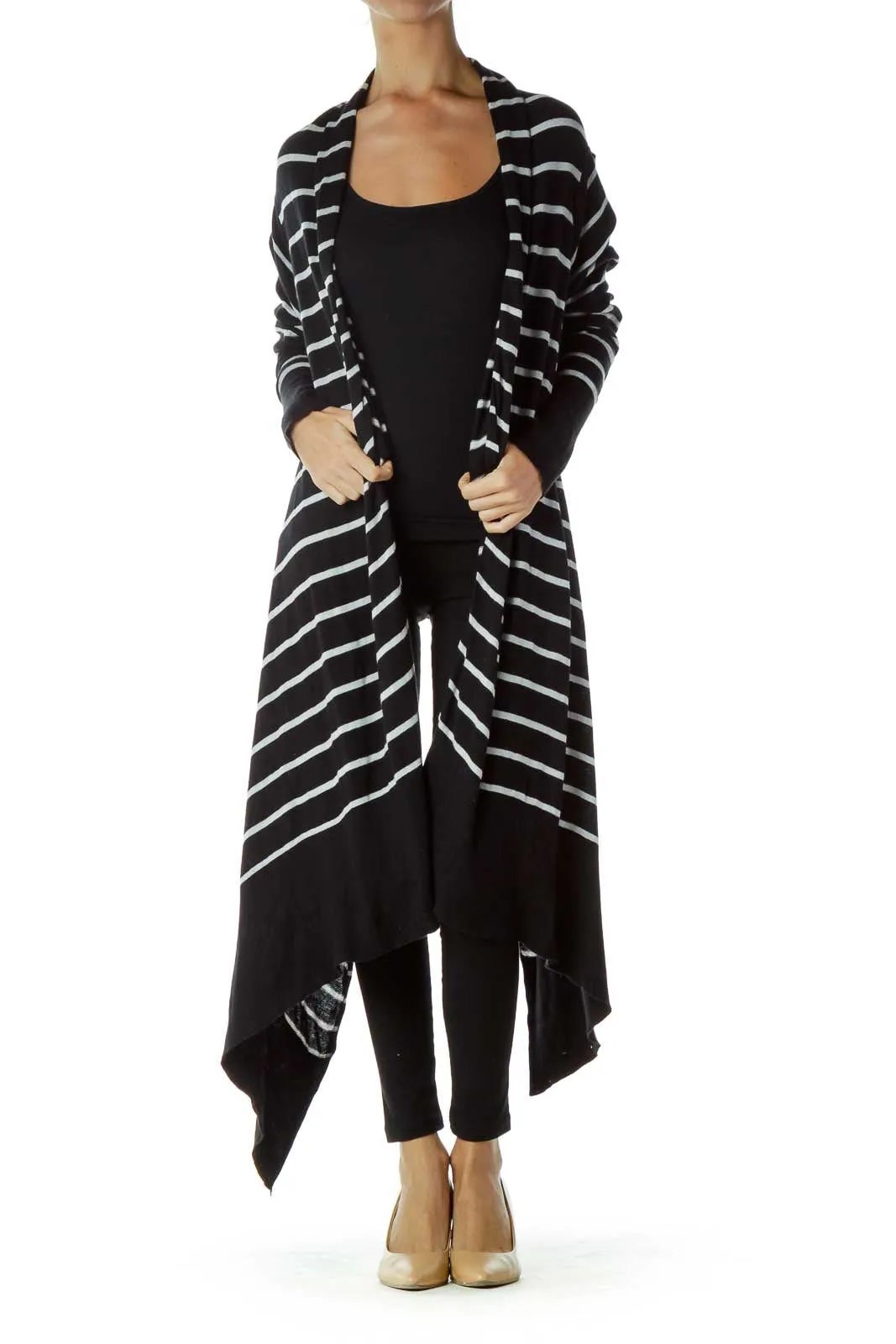 Black White Striped Knit Sweater