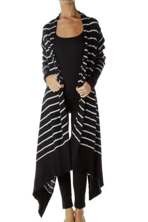 Black White Striped Knit Sweater