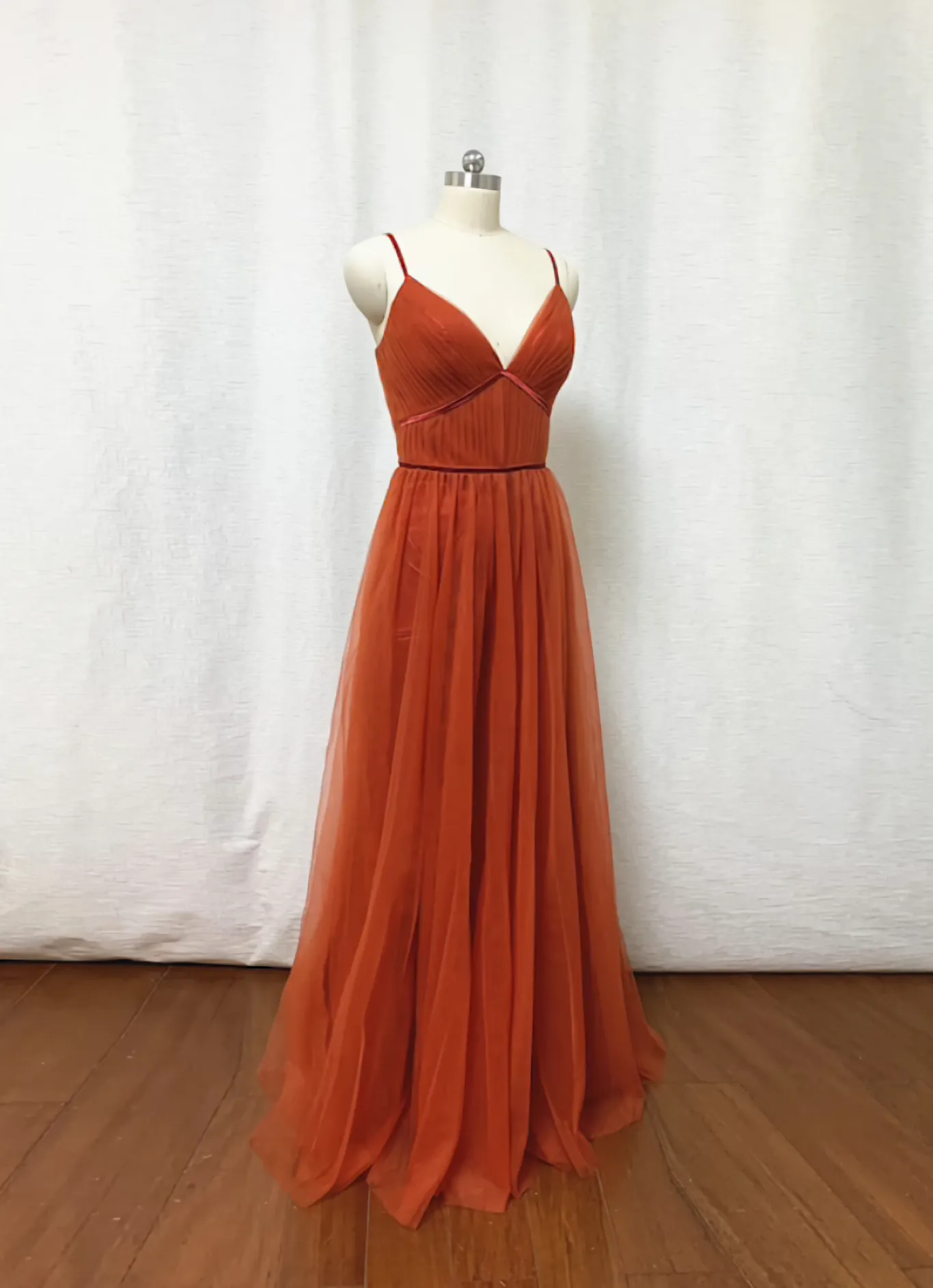 Bridesmaid Dresses Burnt Tulle Bridesmaid Dress 2025 Spaghetti Straps Boho