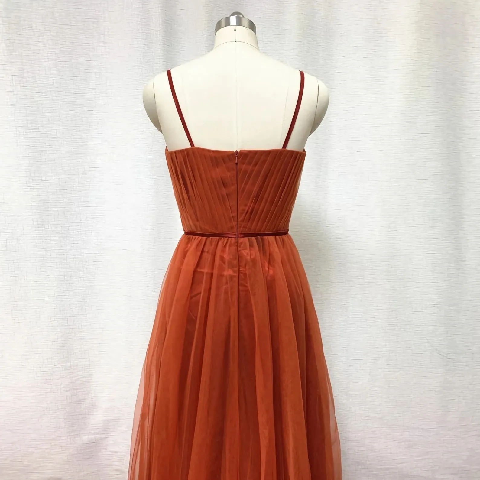 Bridesmaid Dresses Burnt Tulle Bridesmaid Dress 2025 Spaghetti Straps Boho