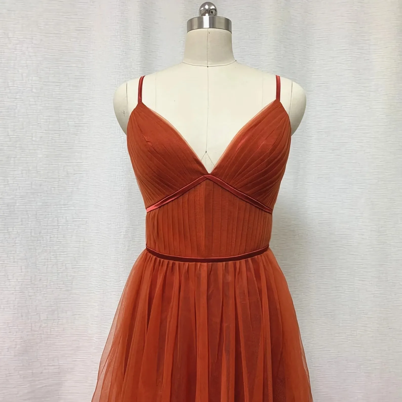 Bridesmaid Dresses Burnt Tulle Bridesmaid Dress 2025 Spaghetti Straps Boho