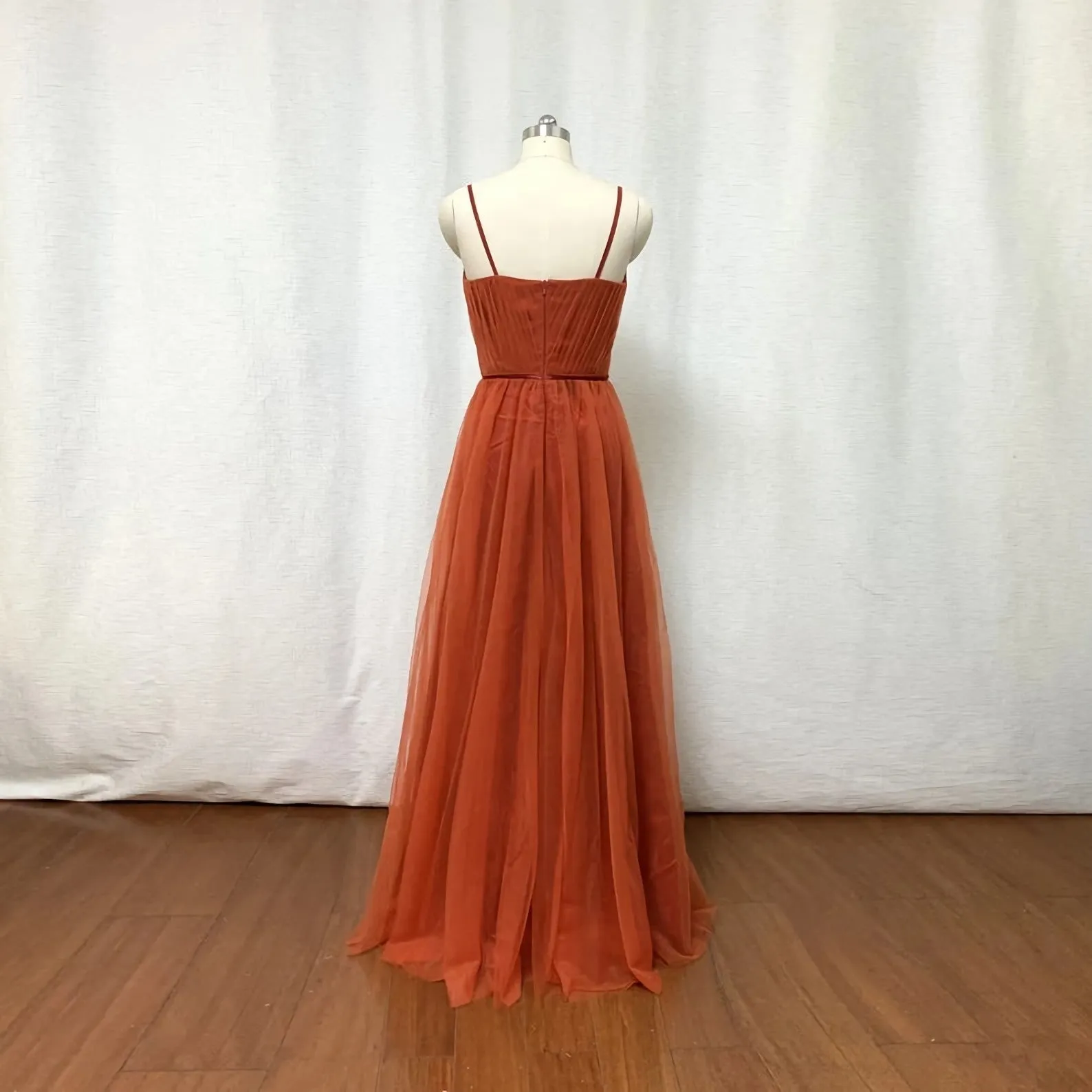 Bridesmaid Dresses Burnt Tulle Bridesmaid Dress 2025 Spaghetti Straps Boho