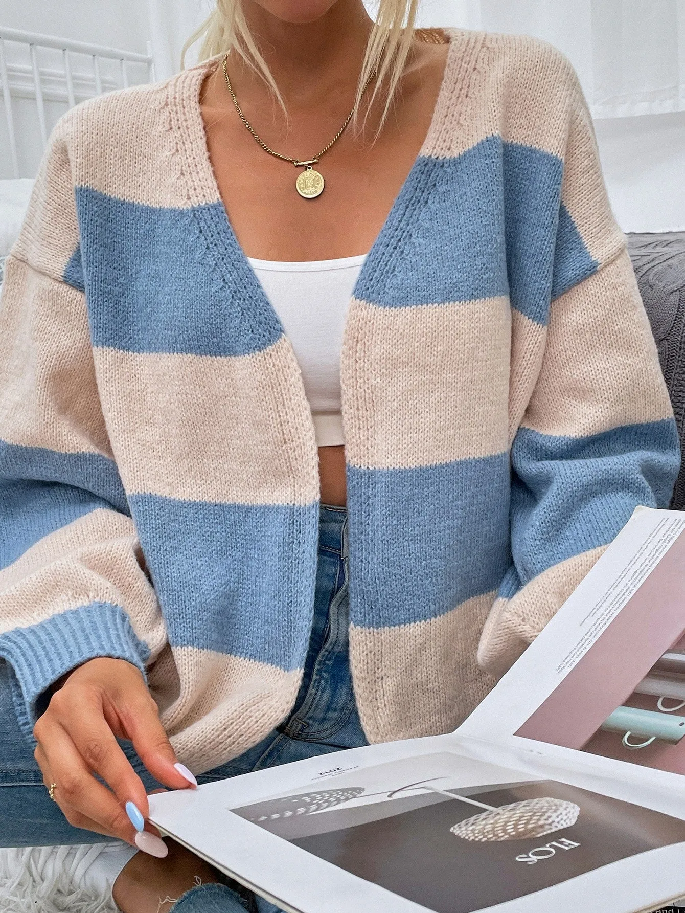 Casual Colorblock Long Sleeve Regular Women Cardigan