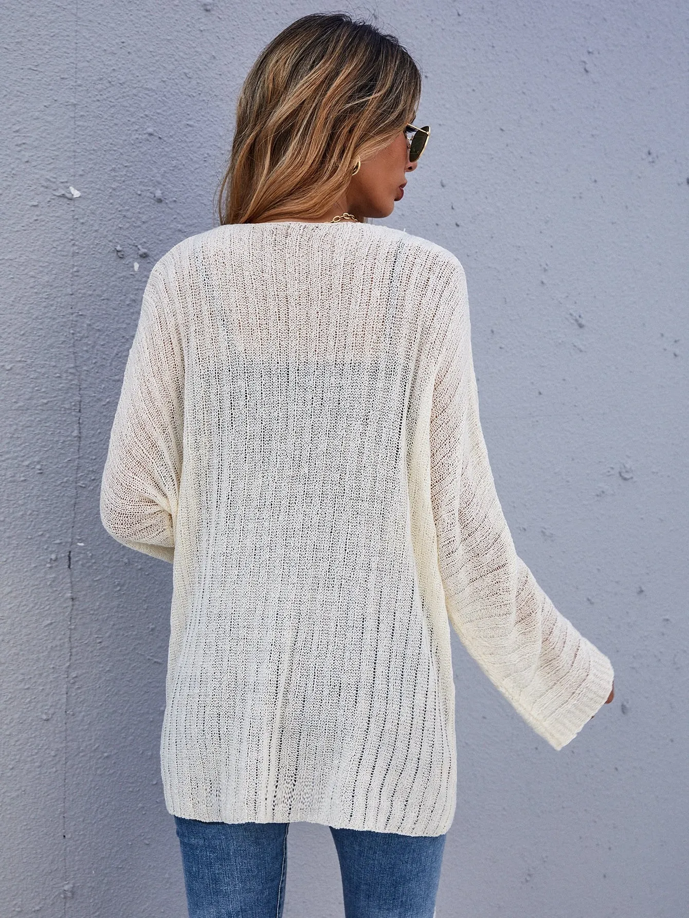 Casual Plain Long Sleeve Long Women Cardigan
