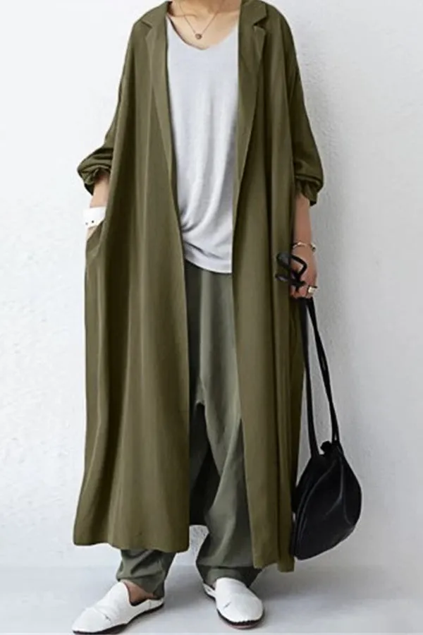 Casual Solid Color Overcoat