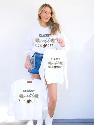 CLASSY UNTIL KICKOFF MOM PULLOVER