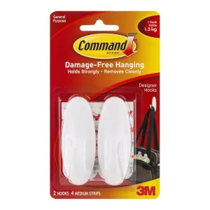 Command 3M Medium Designer Hook x 2's Pack