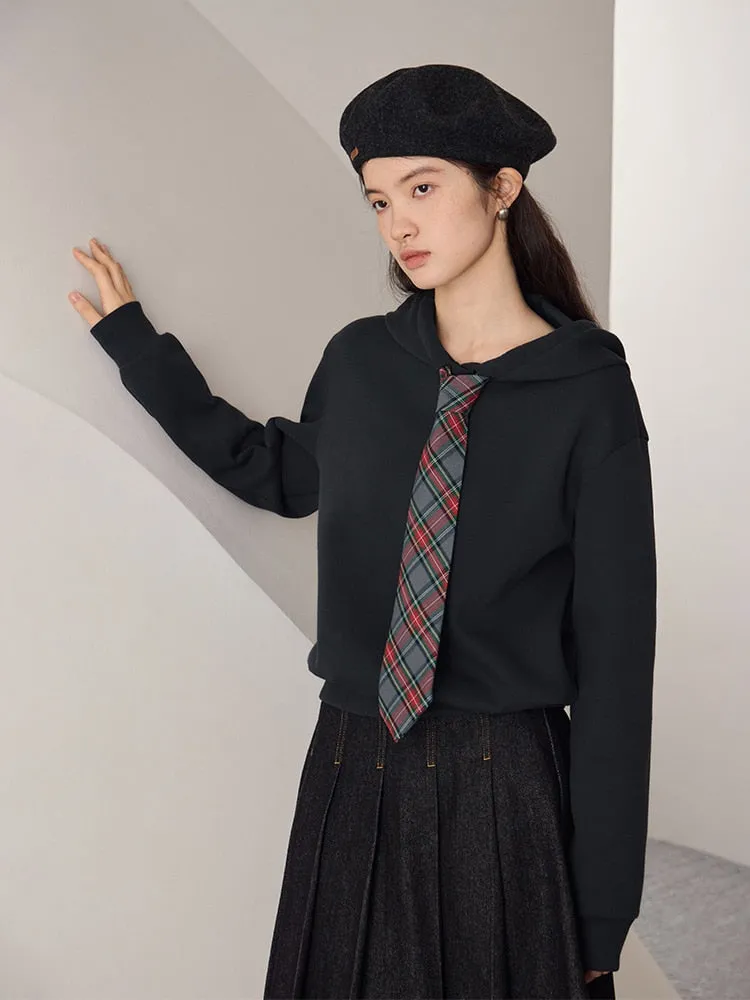 Fashionkova Casual Tie Retro Loose Hooded Sweater for Women 2023 Autumn New American Style Cozy Wind All-match Top Hoodies Female
