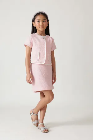 Girls Pink Regular Fit Short Sleeve Solid Blazer By One Friday