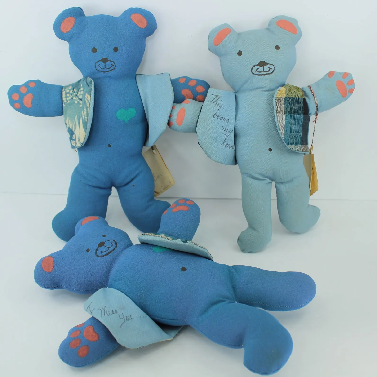 Hand Crafted 3 Teddy Bears With 18 Bear Vests DIY Charity Project New Business
