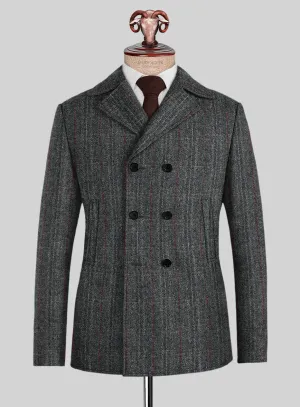 Harris Tweed Welsh Gray Pea Coat