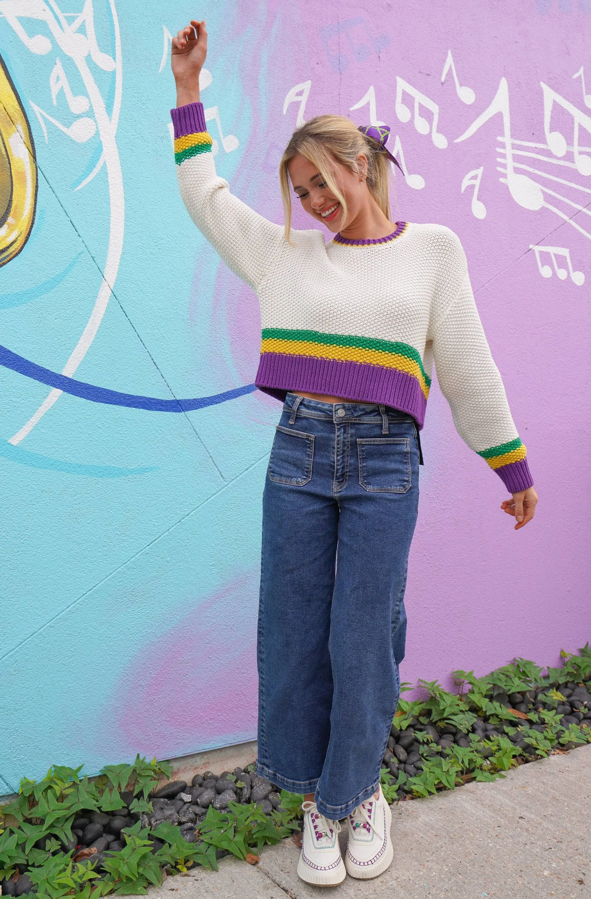 Hemline Exclusive Only One Mardi Gras Sweater