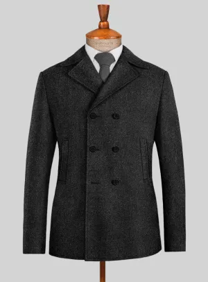 Highlander Heavy Heritage Charcoal Tweed Pea Coat
