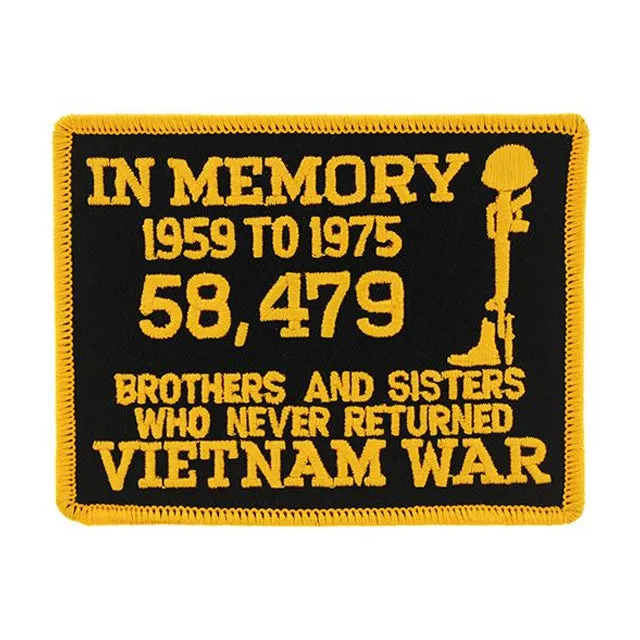 In Memory 58,479 Vietnam War Patch, Gold & Black