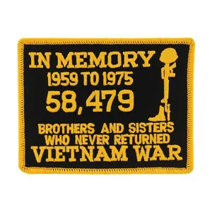 In Memory 58,479 Vietnam War Patch, Gold & Black