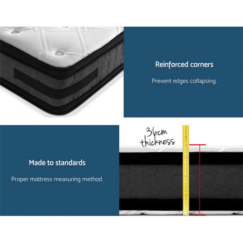 King Single - Euro Top Cool Gel Pocket Spring Mattress - 36cm Thick