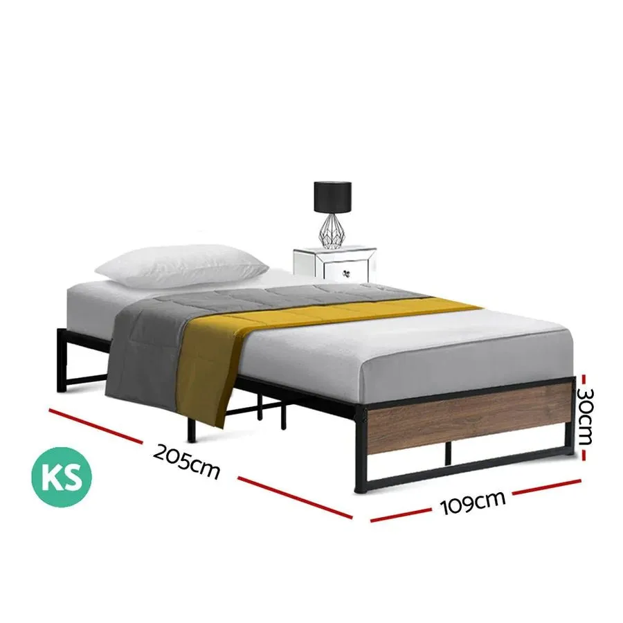King Single Package | Oslo Metal Bed Frame Black & Bonita Euro Top Mattress (Medium Firm)