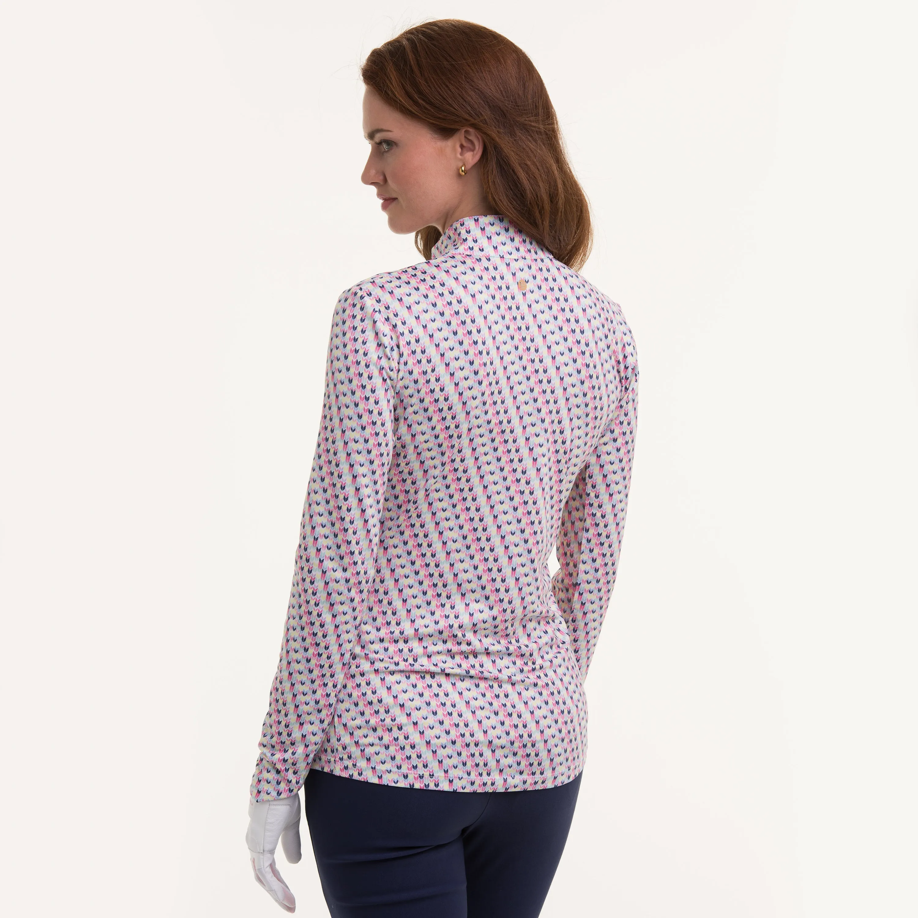 LONG SLEEVE CHEVRON KNIT STITCH POLO