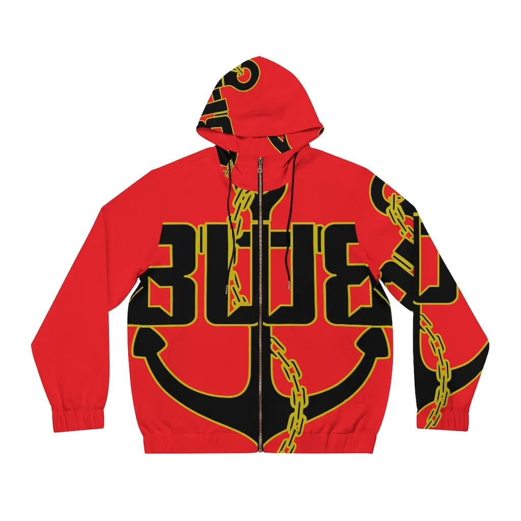 Men's Red Full-Zip Hoodie