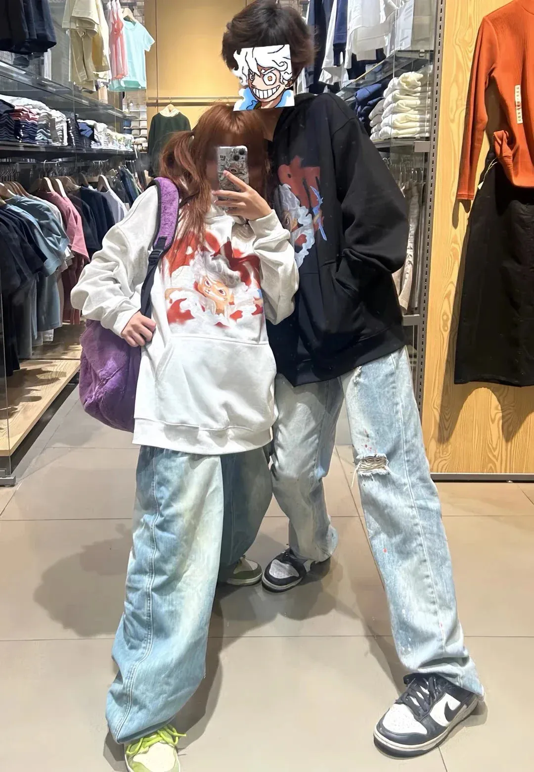 Metaversmall Loose Hooded Chic Printing Fashion Women Hoodies Winter New Solid Color High Street Simple Casual 2-colors Female Hoodies