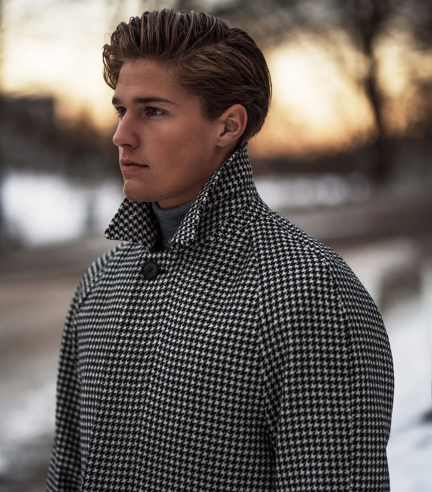 Neo Black And White Houndstooth Coat