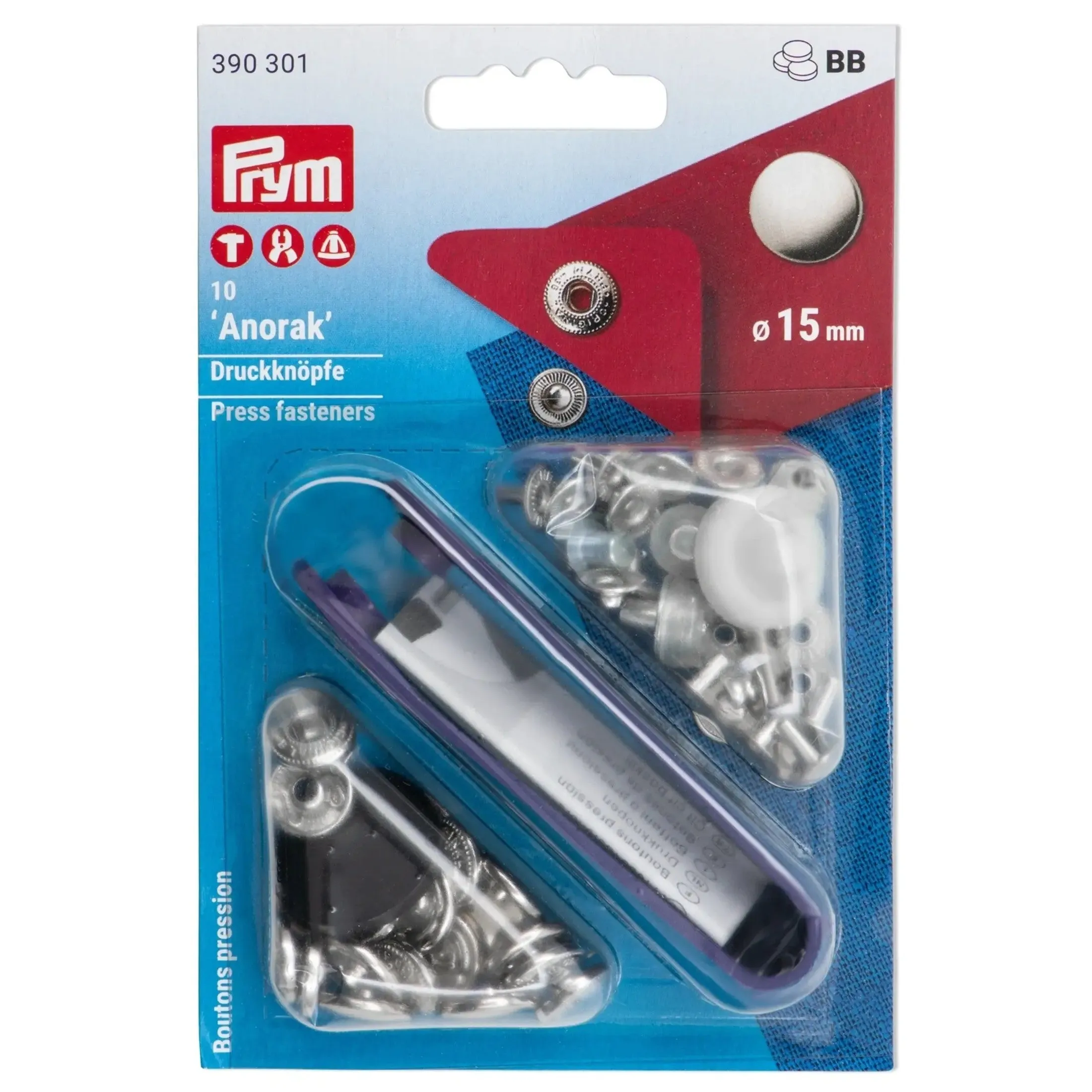 Non-sew snap fasteners "Anorak" 15 mm