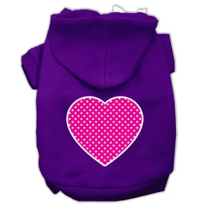 Pink Swiss Dot Heart Screen Print Pet Hoodies Purple Size Sm (10)