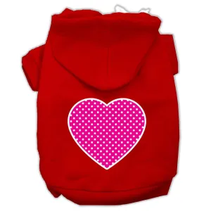 Pink Swiss Dot Heart Screen Print Pet Hoodies Red Size Sm (10)