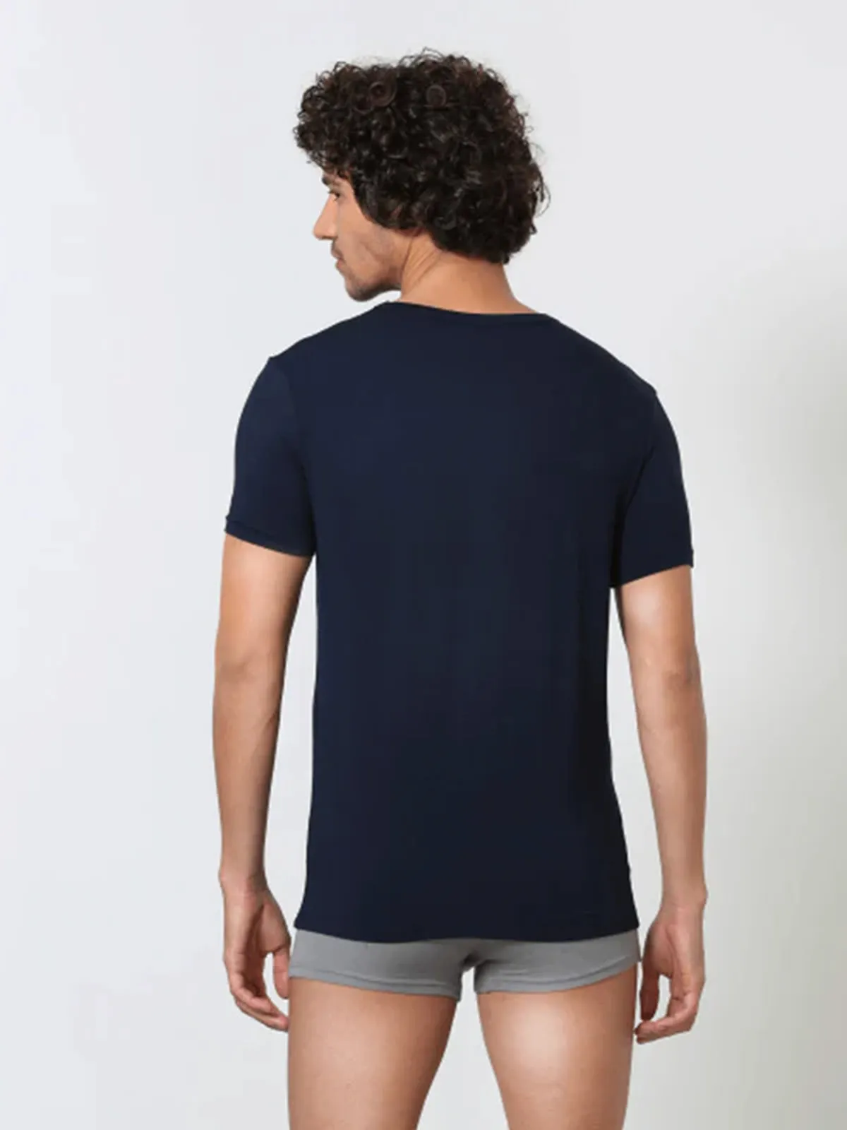 Signature Cotton V Neck Undershirt - Navy
