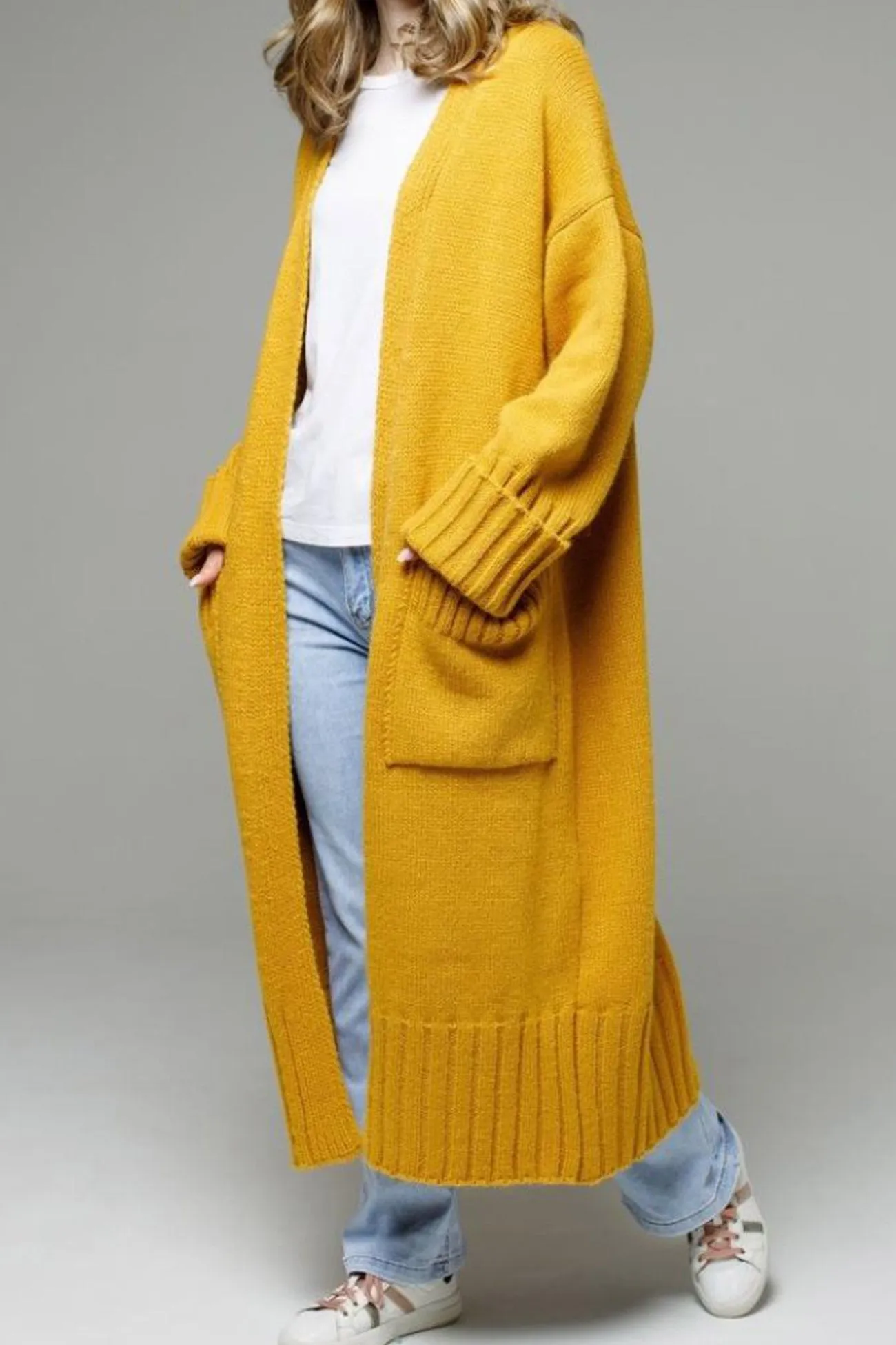 TastyHottie - Open Front Pocketed Long Cardigan