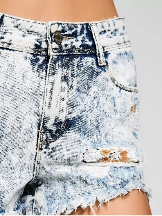 TastyHottie - Trendy Cutoffs Tie Dyed Denim Shorts