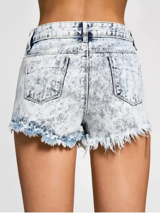 TastyHottie - Trendy Cutoffs Tie Dyed Denim Shorts