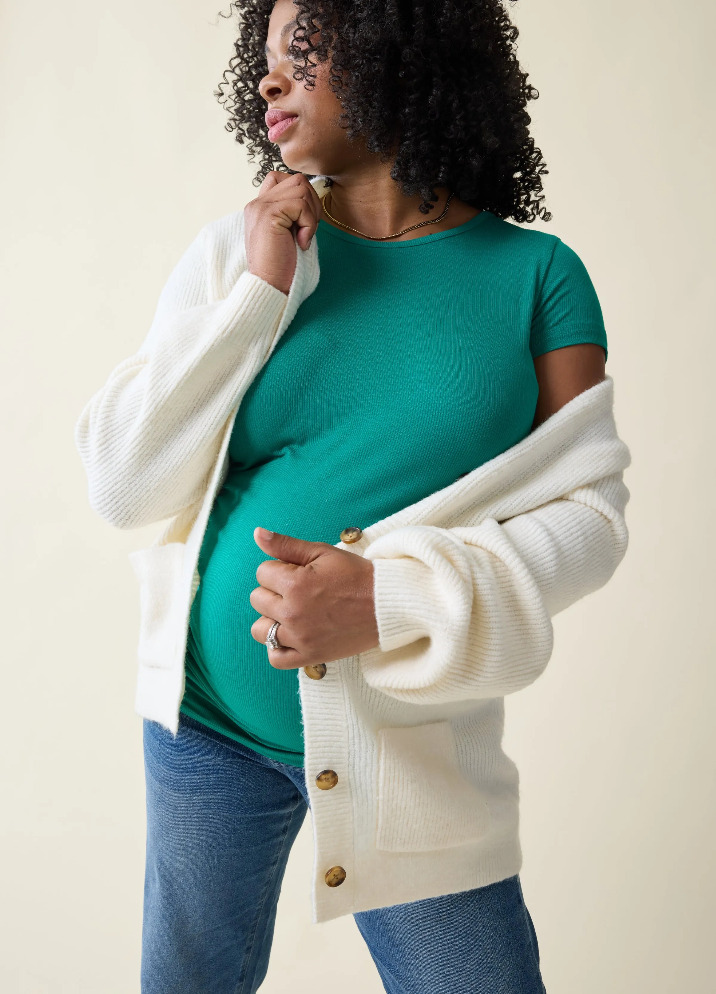 The Hug Maternity   Nursing Cardigan Cream