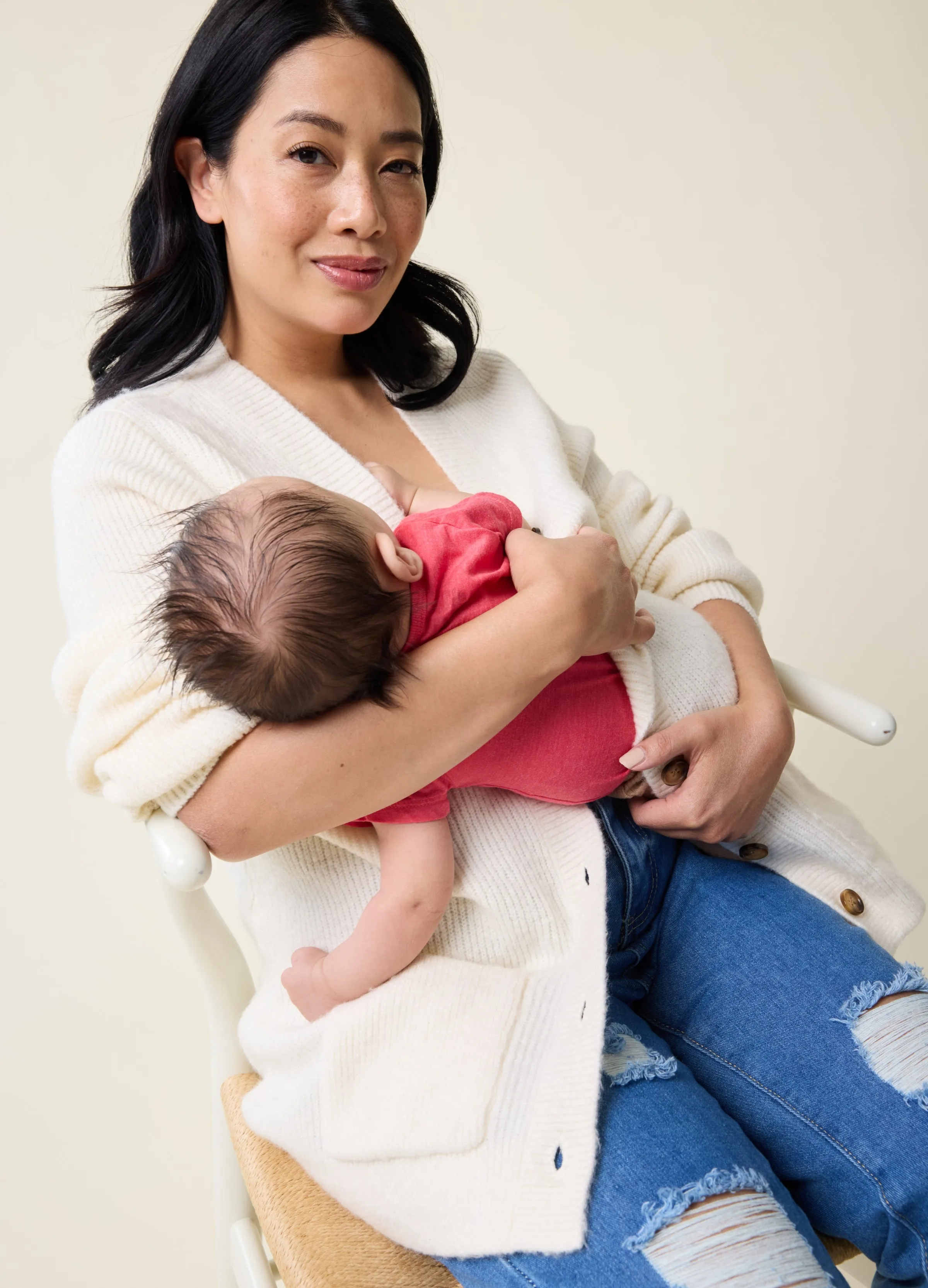 The Hug Maternity   Nursing Cardigan Cream