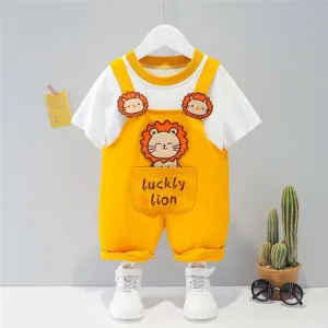 Toddler Boy T-shirt & Lion Overalls