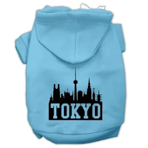 Tokyo Skyline Screen Print Pet Hoodies Baby Blue Size XXL (18)